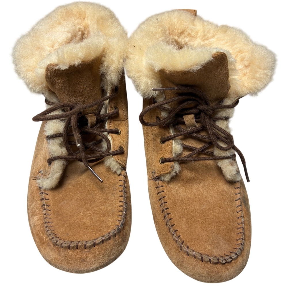 UGG Australia Chickaree Lace Up Moccasin Shearling Suede Ankle Boot Chestnut 7
